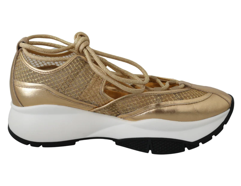 Mesh Leather Sneakers - Gold
