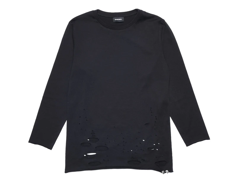 Diesel Girls Black Long Sleeve T-Shirt with Holes