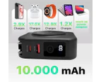 10000mAh 20W Universal 4 in 1 Travel Power Bank Wireless for Magsafe Battery Pack, Power Pack with Built in Cable - Portable Fast Charging Adapter -Black