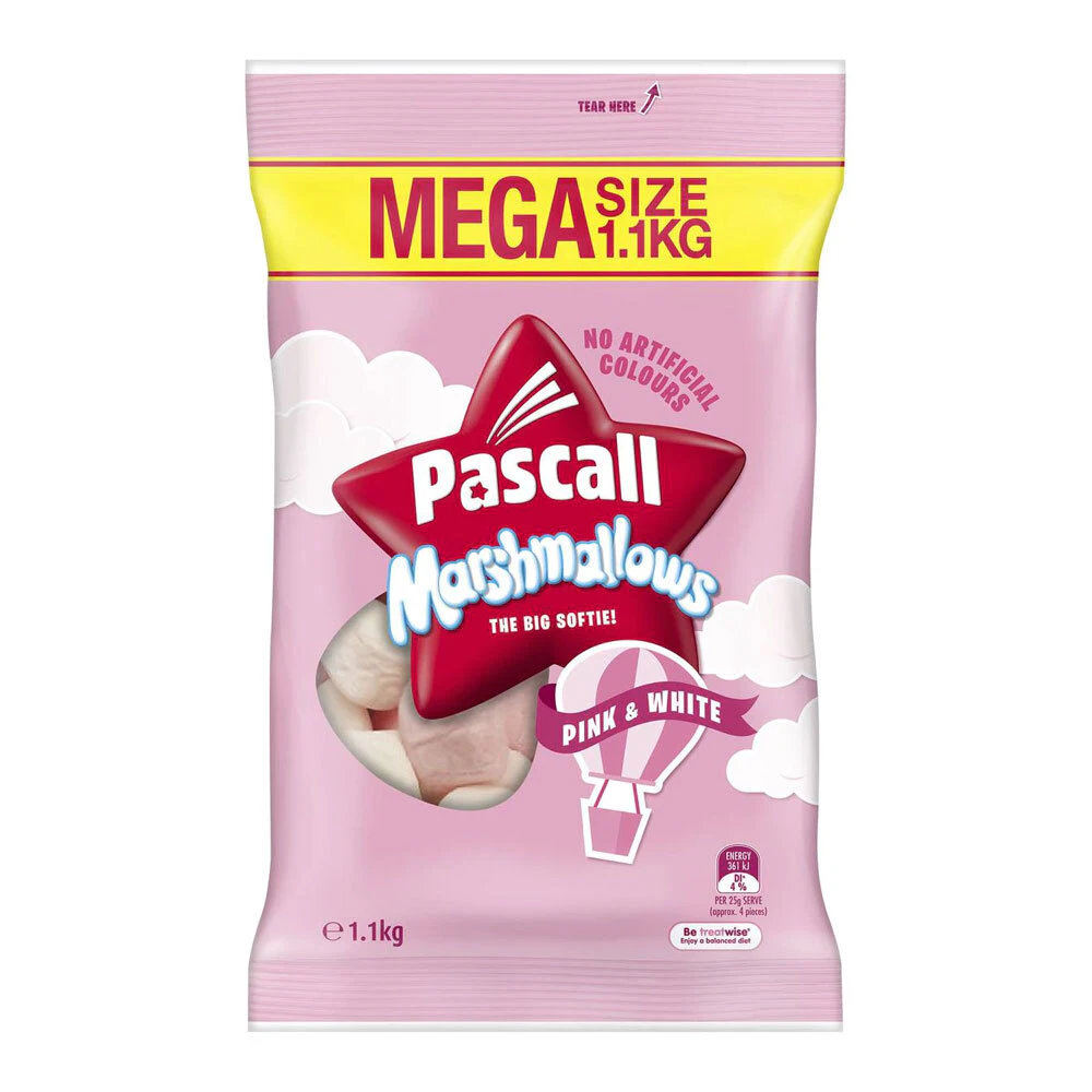 Pascall The Big Softie Pink & White Vanilla/Raspberry Marshmallows 1.1kg