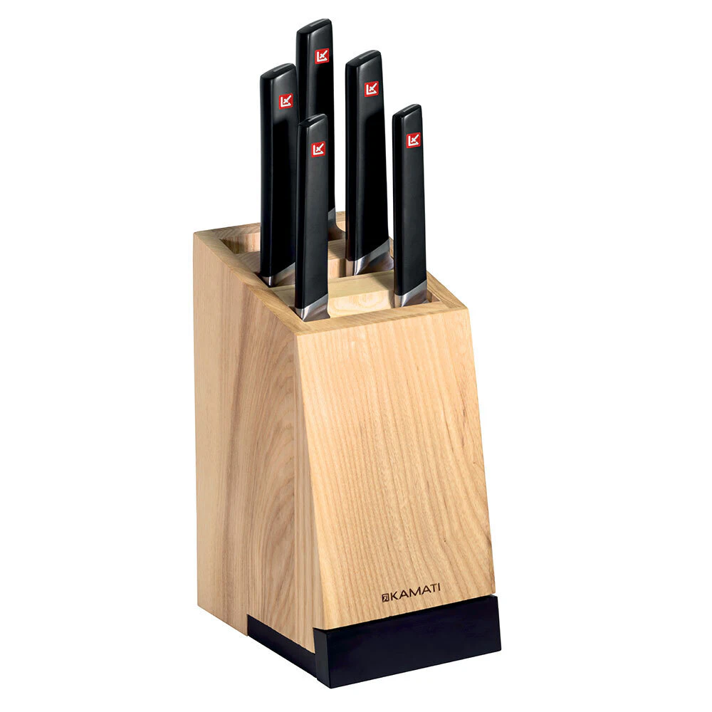 6pc Kamati Avant-Garde Kitchen/Chef Knife/Knives Block Set w/Tablet Holder/Slide