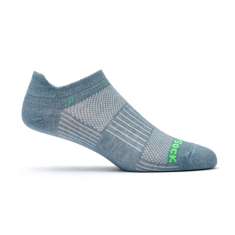 Wrightsock Coolmesh II Tab Steel/Grey/Neon Green Unisex Running/Active Socks - Steel/Grey