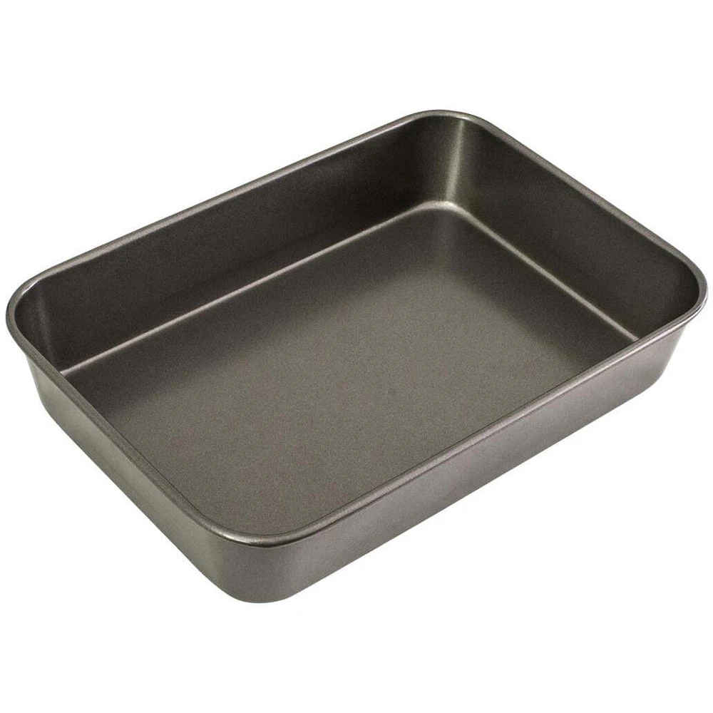 Bakemaster Large Carbon Steel 39x28cm Deep Roast Pan Baking Tray Rectangle Grey