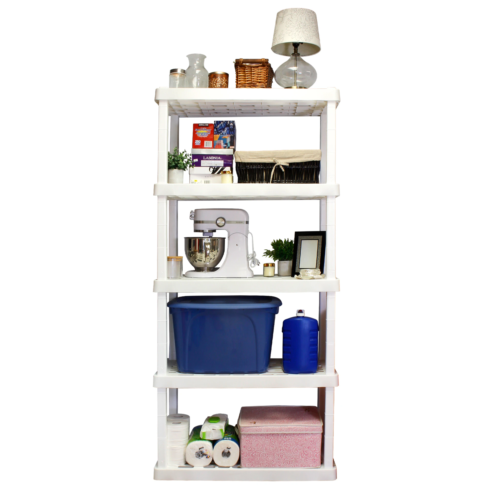 Oskar 5-Tier Storage Shelf, Heavy Duty Shelving Unit, 340 kg Capacity, White