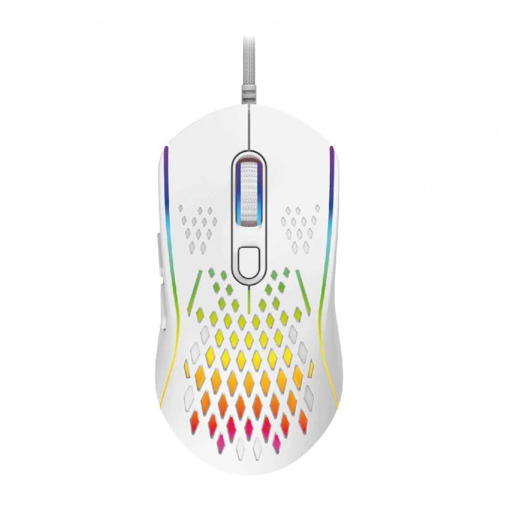 Laser Wired Gaming RGB LED Mouse 12800 DPI Optical For PC/Laptop Computer White