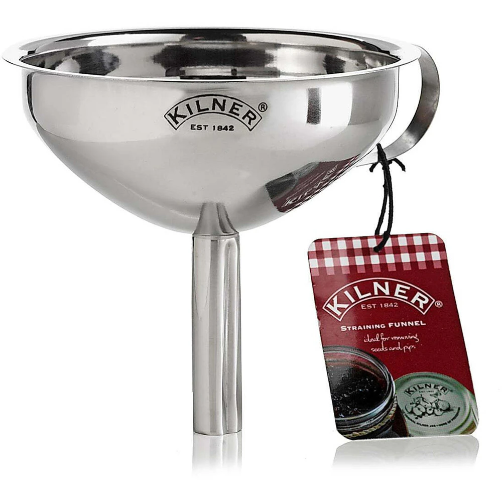 Kilner Stainless Steel Straining Funnel Kitchen/Cooking Utensil w/ Handle Silver