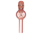 Laser Wireless Bluetooth Rechargeable LED Karaoke Microphone/Speaker Rose Gold