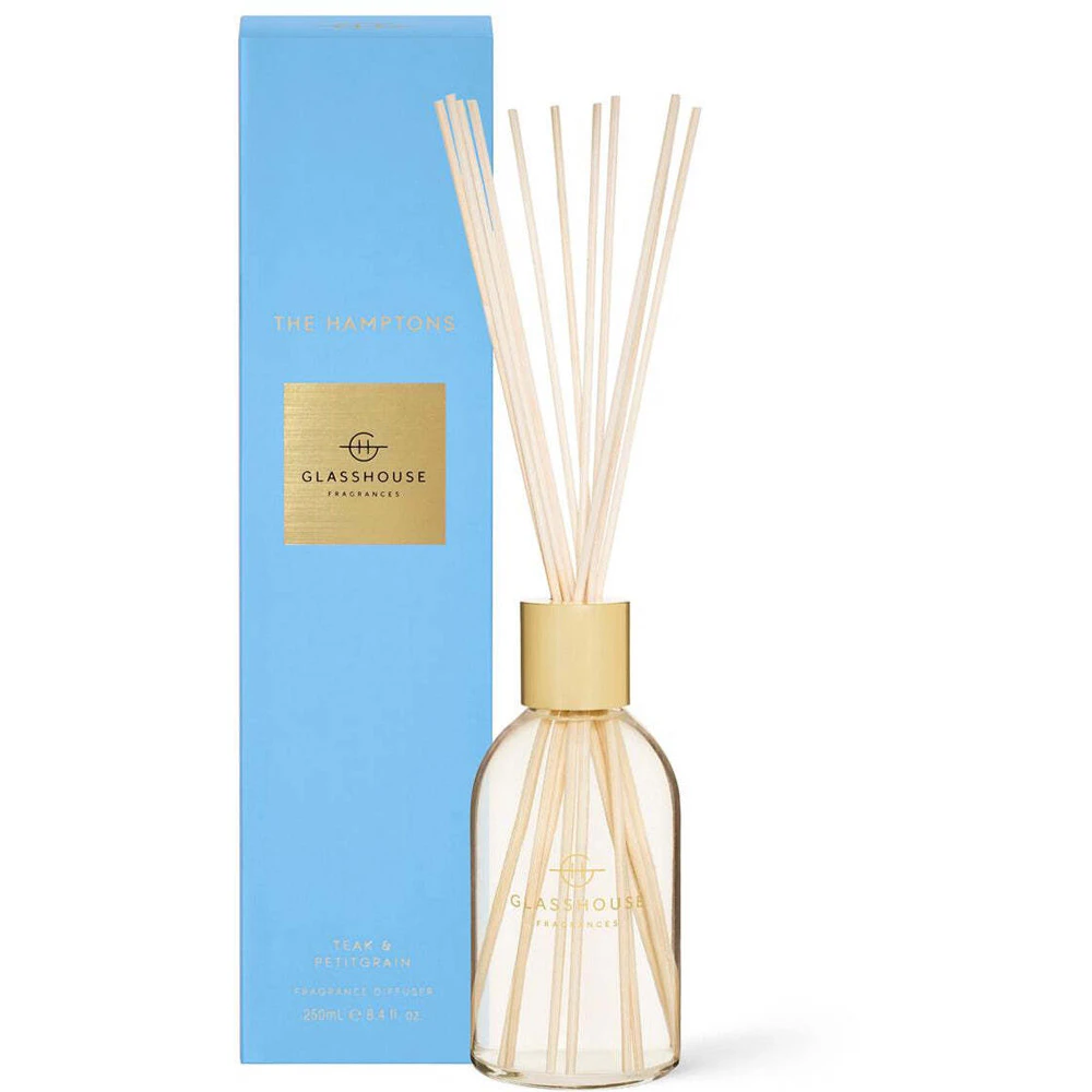 Glasshouse Fragrances The Hamptons 250ml Scented Reed Diffuser Teak & Petitgrain