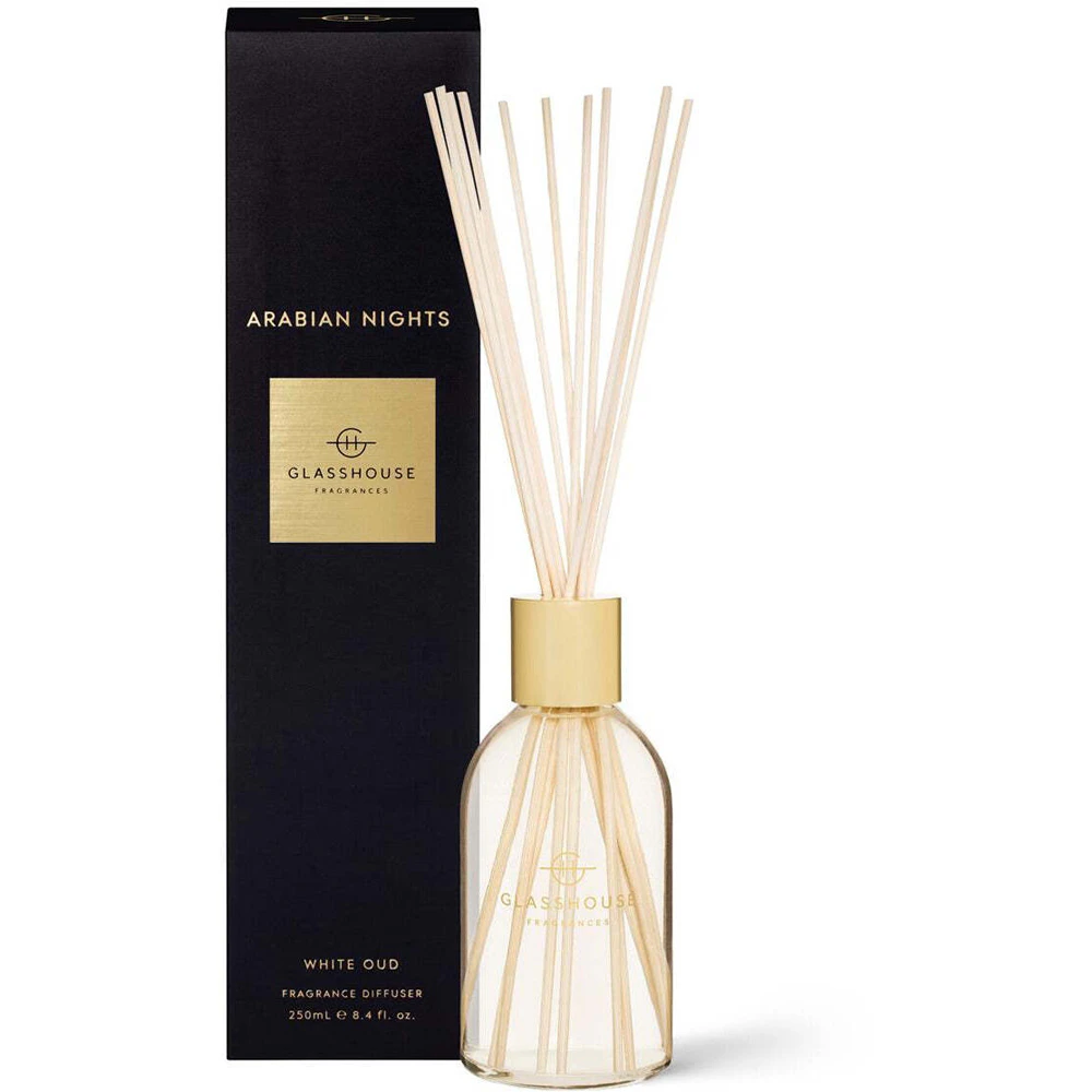 Glasshouse Fragrances Arabian Nights 250ml Scented Reed Diffuser Decor White Oud