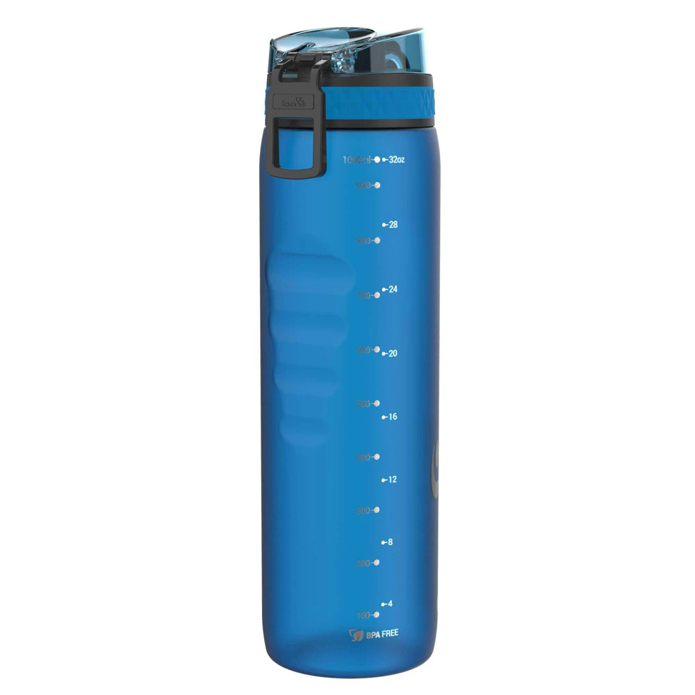 Ion8 Biomass 1000ml Quench Water Bottle Hydration Container w/Leaf-Proof Lid BLU