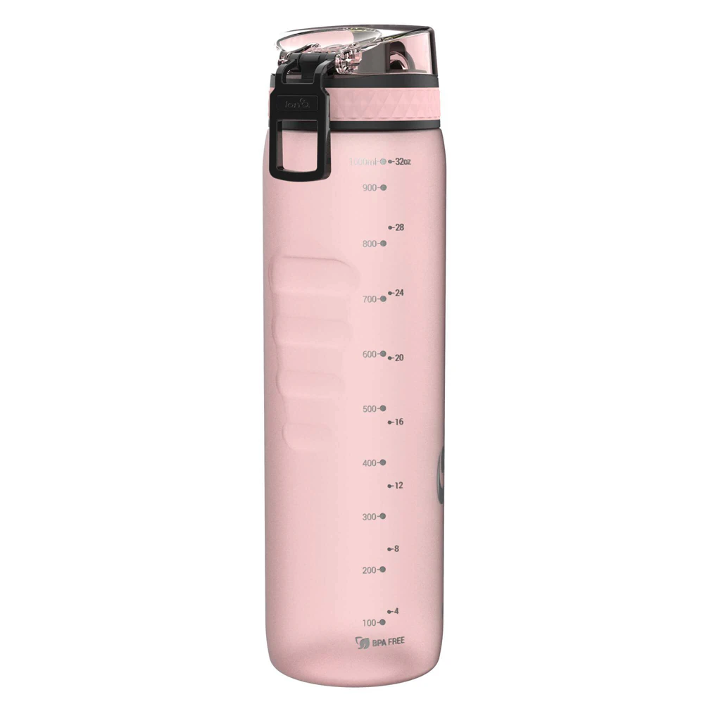 Ion8 Biomass 1000ml Quench Motivational Water Bottle w/ Leak-Proof Rose Quartz