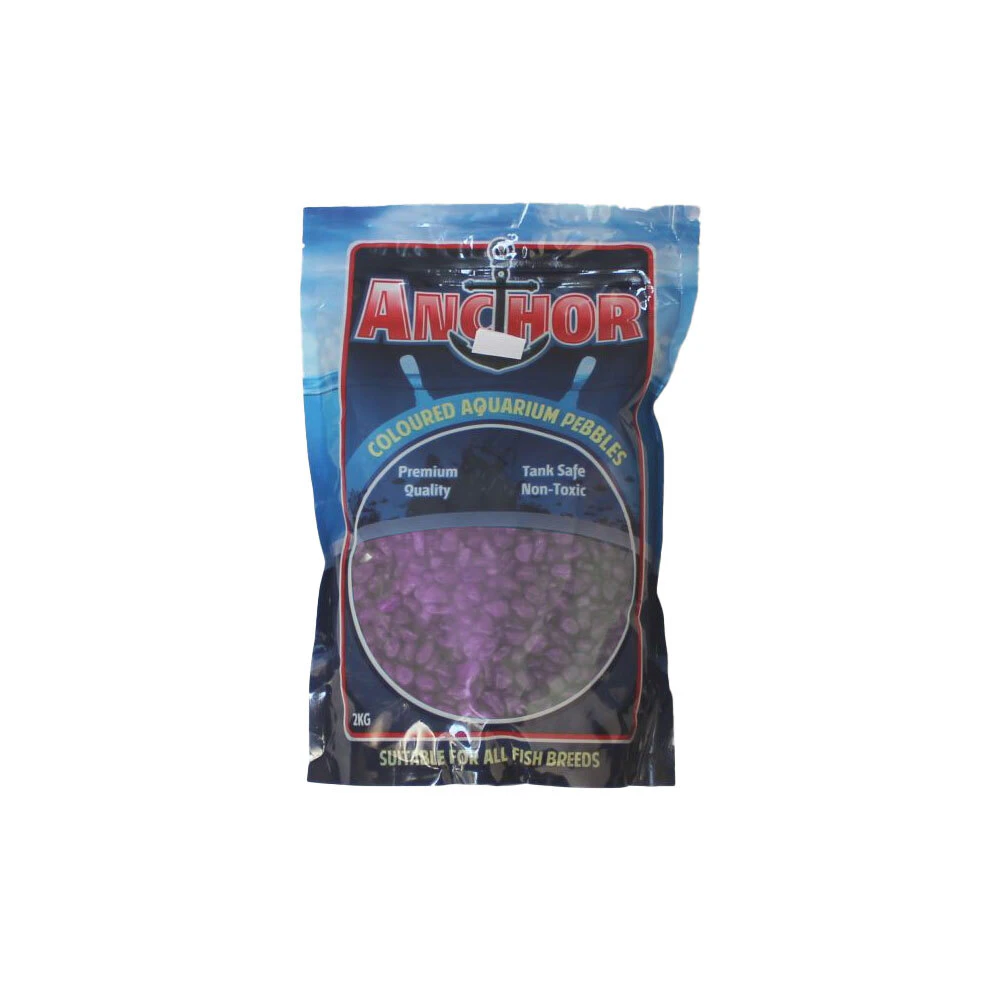 Anchor Painted Coloured Tank Safe Aquarium Pebbles Gravel 2 kg - Purple