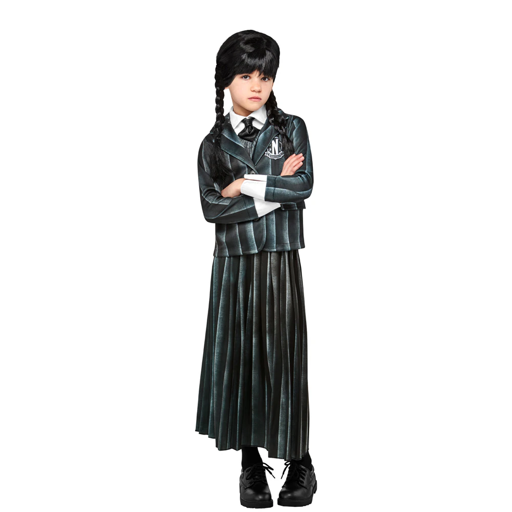 Wednesday Nevermore Academy Black Net Costume Dress Up Party/Halloween Size M