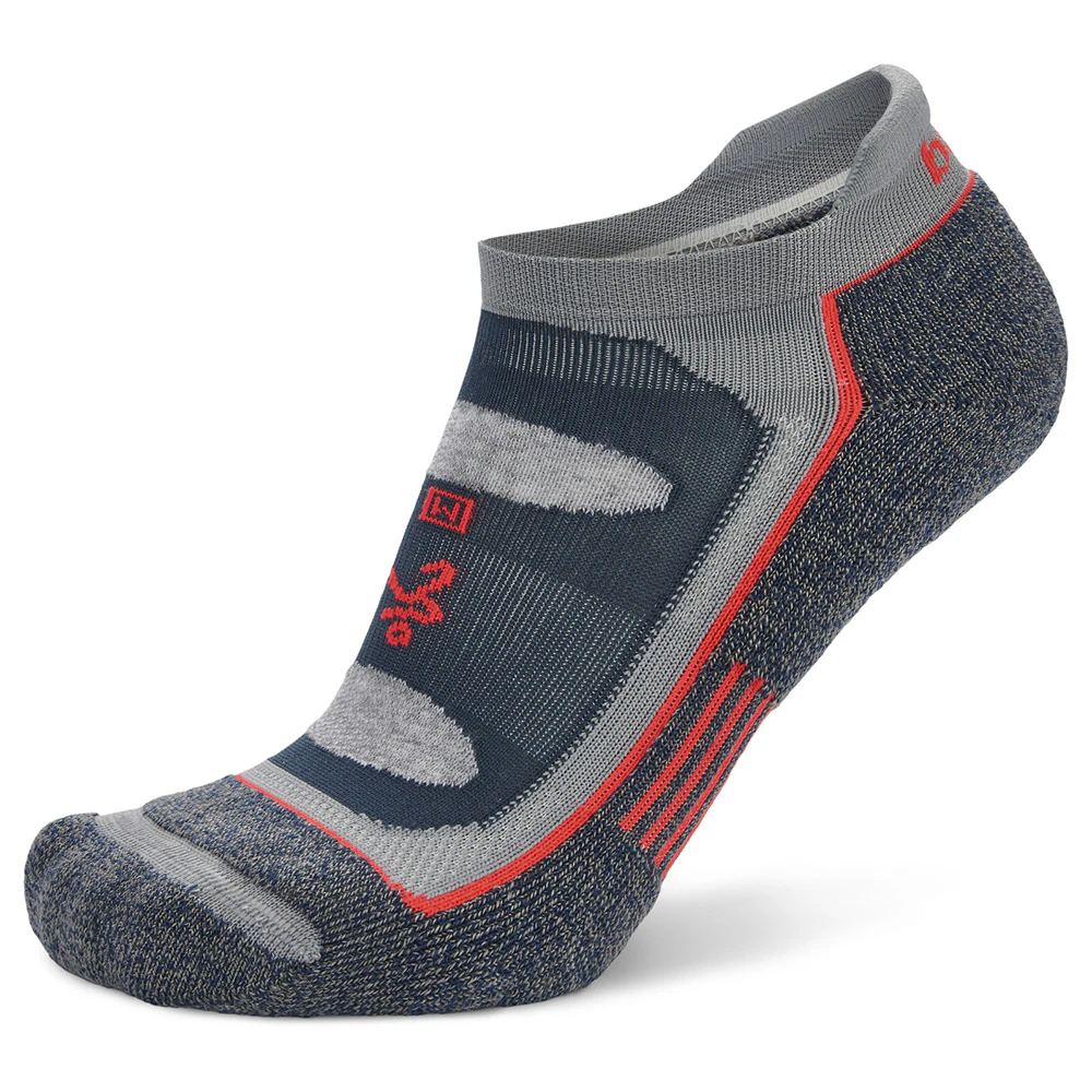 Balega Women/Men/Unisex Blister Resist No Show Running Socks Grey Red - Grey