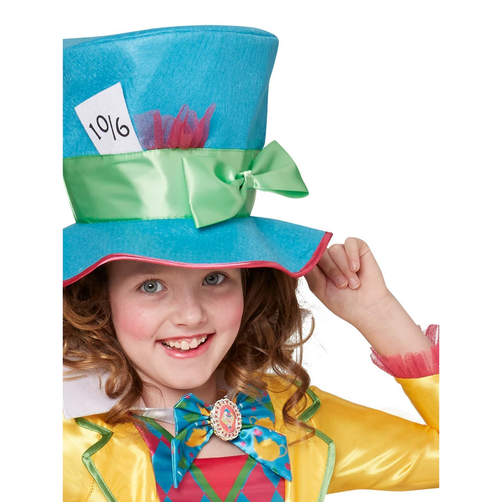 Rubies Mad Hatter Girls Deluxe Costume Dress Up Cosplay Halloween Outfit - Multicoloured