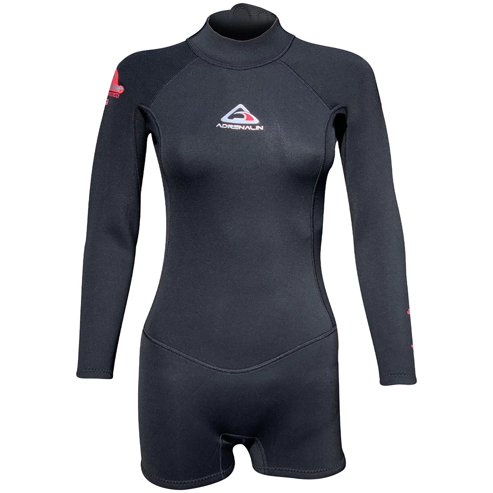 Adrenalin Wahine Ladies 2mm Long Sleeve Boy Leg Springsuit Surf Wetsuit  Black - Black