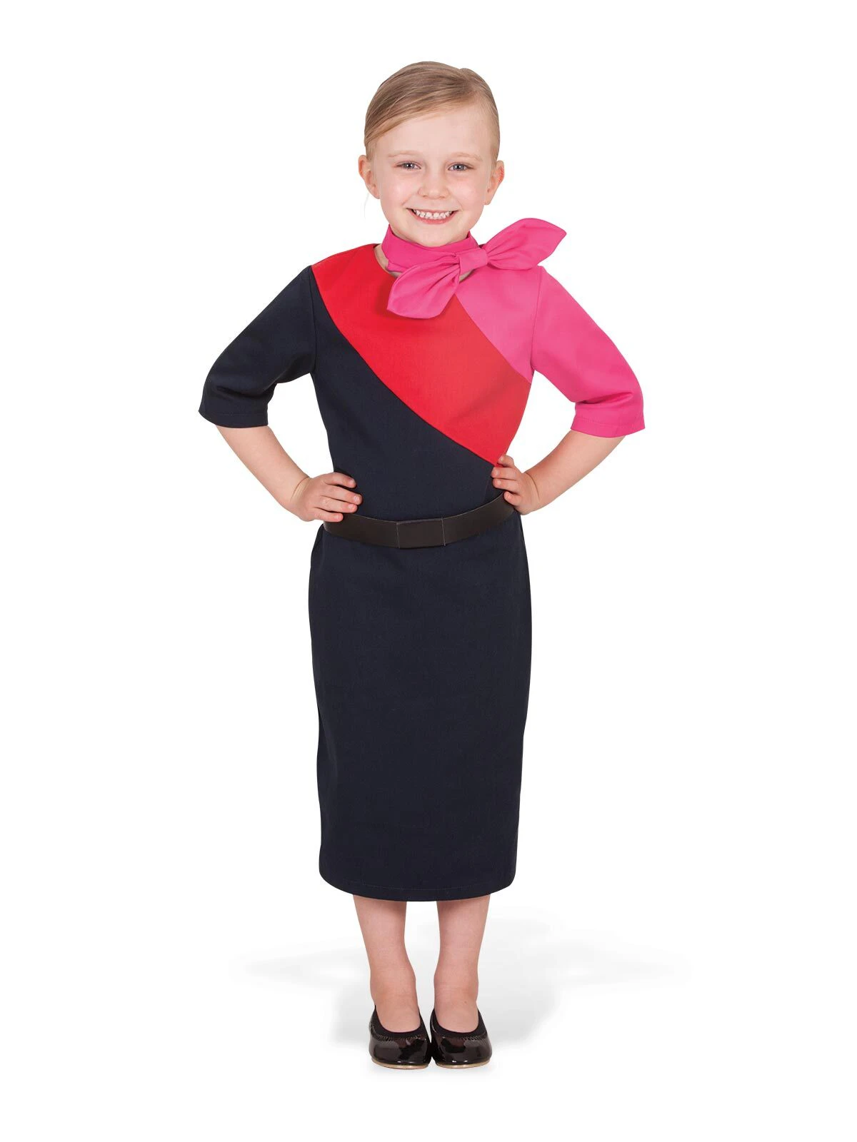 Rubies Qantas Female Cabin Crew Uniform Kids Dress Up Party Costume - Black