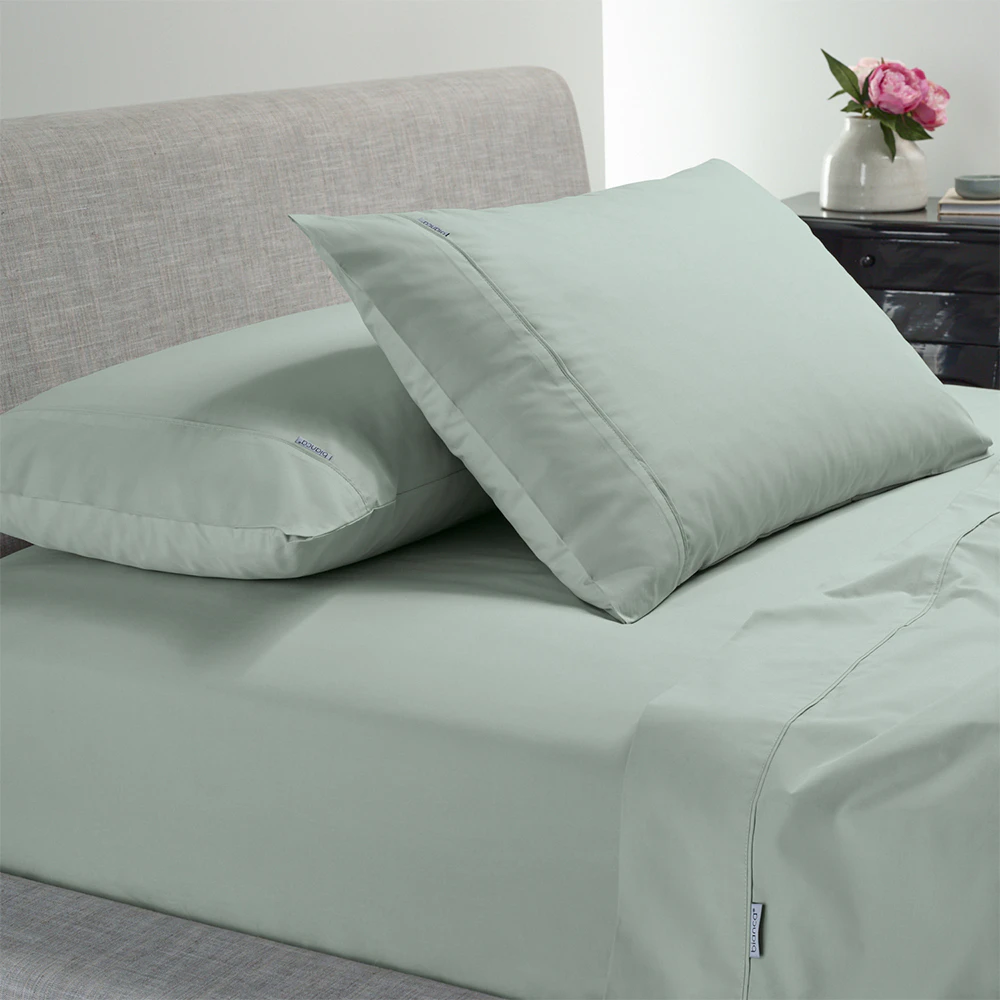 Bianca Heston 300TC Cotton Percale Flat/Fitted Sheet/Pillowcase Sage - Sage