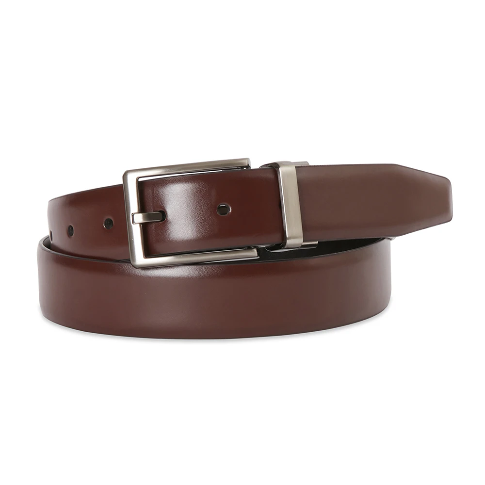 Jeff Banks Mens Reversible Dress Tapered Edge Formal Belt Mahogany/Black - Mahogany/Black