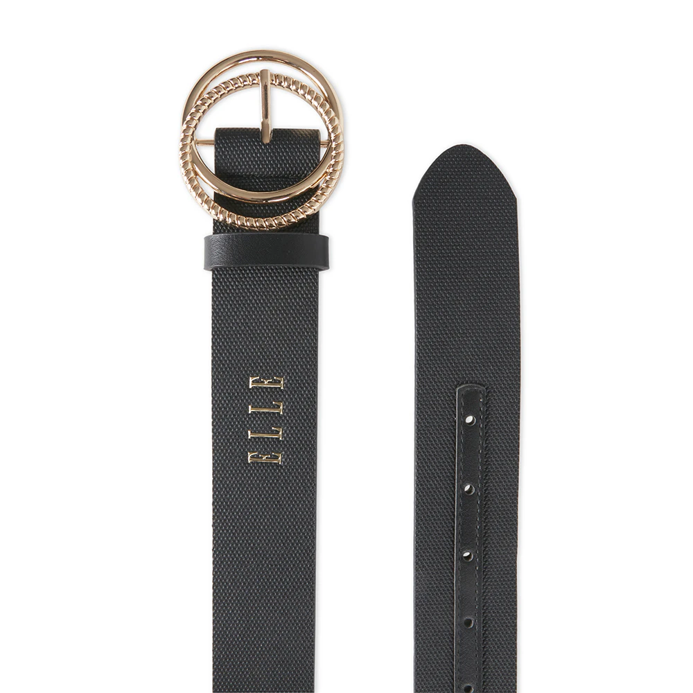 Elle Women's/Ladie's Gisselle Connected Ring Chic Fashion Belt Black - Black