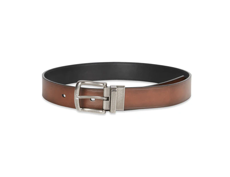 Ben Sherman Men's Reversible Casual Fashion Waist Belt Tan/Black - Tan/Black