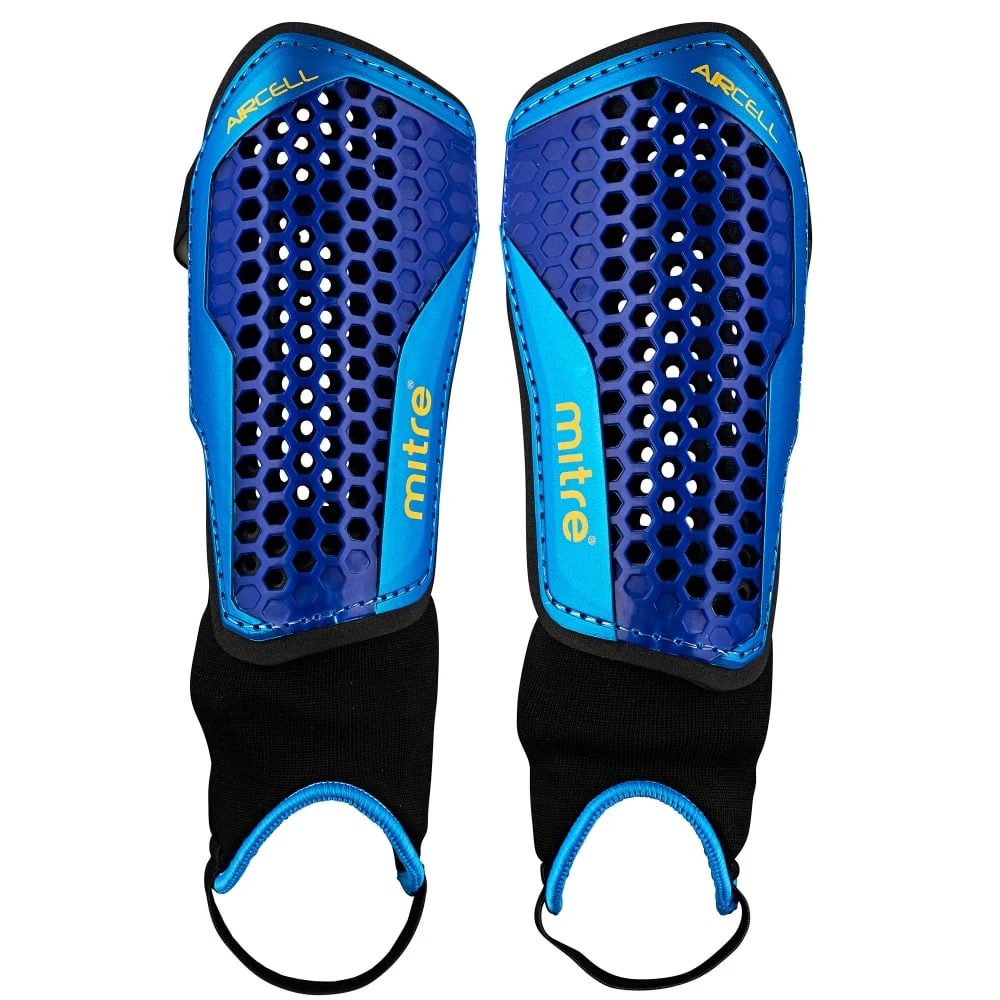 Mitre Aircell Carbon Soccer Shinguard/Shin Pad Ankle Sock Protector - Blue