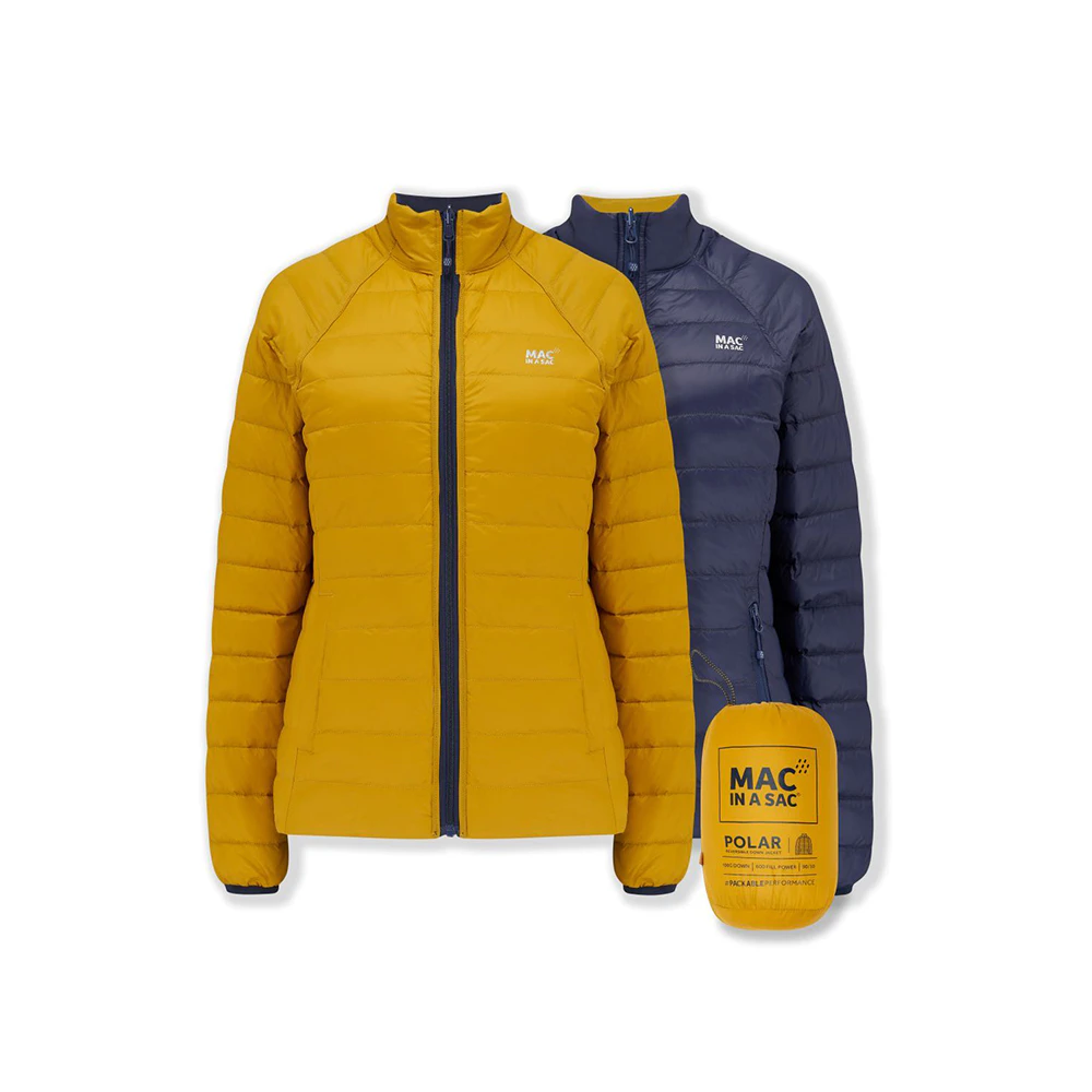 Mac In A Sac Packable Adults Ladies Polar Down Reversible Jacket Navy/Mustard - Navy/Mustard