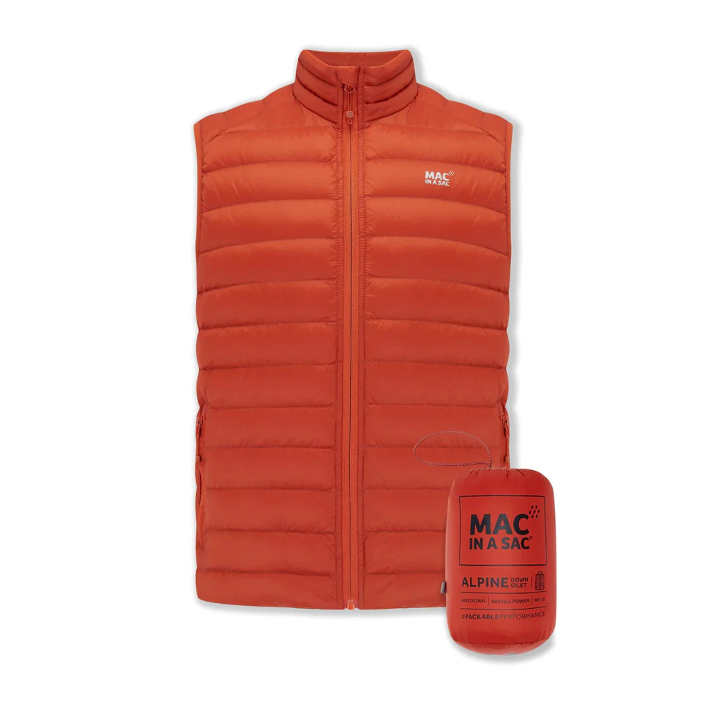 Mac In A Sac Packable Adult Mens Lightweight Alpine Down Vest Burnt Orange - Burnt Orange