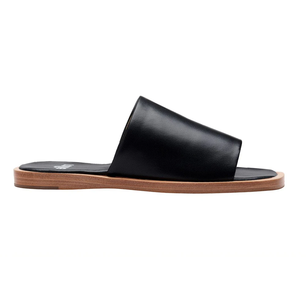 Rollie Women's Alpha Leather Slide/Sandal Shoe Open Toe Footwear Black