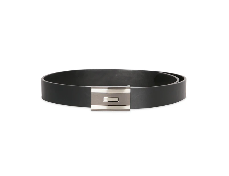 Van Heusen Men's Black Rectangle Plate Buckle Dress Business Casual Belt - Black