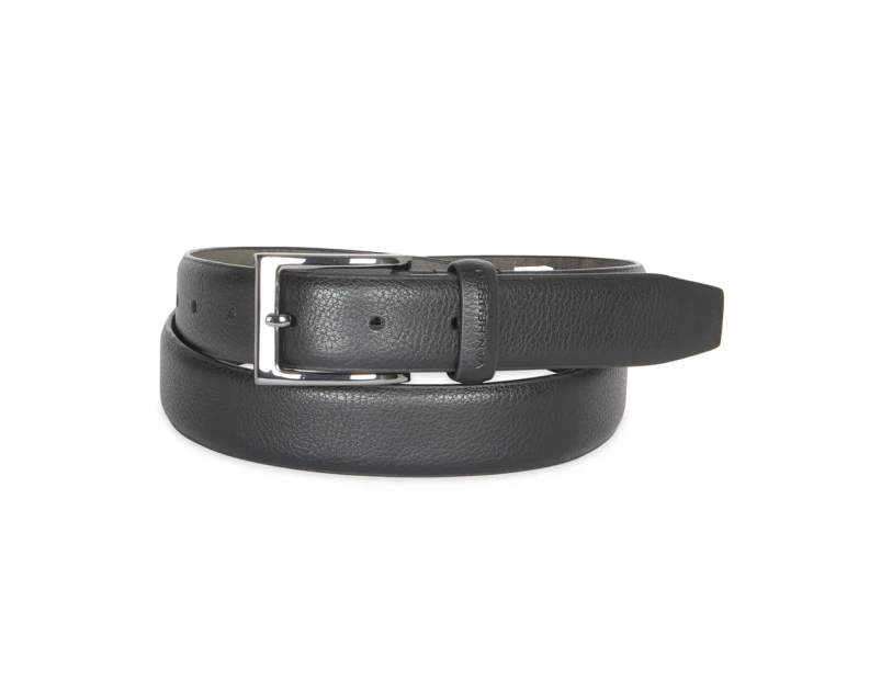 Van Heusen Men's Pin Buckle Pebble Grain Formal Dress Waist Belt Black - Black