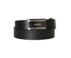 Van Heusen Men's Black Rectangle Plate Buckle Dress Business Casual Belt - Black