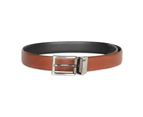 Jeff Banks Men's Slim-line Reversible 100% Leather Fromal Belt Tan/Black - Tan/Black