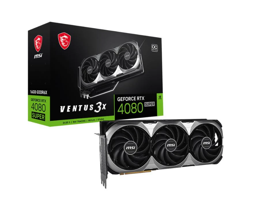 MSI GeForce RTX 4080 SUPER 16G VENTUS 3X OC Video Card  2580MHz Boost Clock 16GB GDDR6XDisplayPort x 2 (v1.4a)HDMI x2