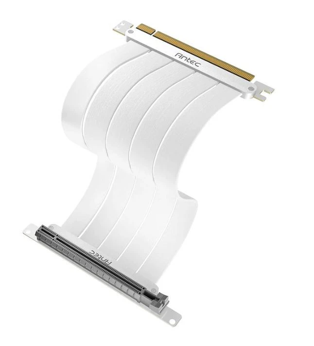 Antec PCIE-4.0 Riser Cable (200mm) White Up to RTX4090   7900XT. High End Gold Plated and Shielded six Layer PCB. FPS lossless output and Stability.