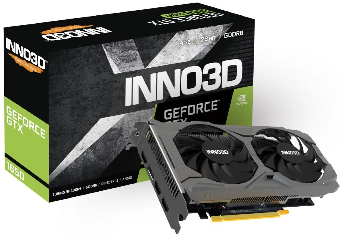 INNO3D nVidia GeForce GTX1650 TWIN X2 OC V3 4GB GDDR6 1635 MHz Boost Clock RAM 12Gbps 1xHDMI 3x DP