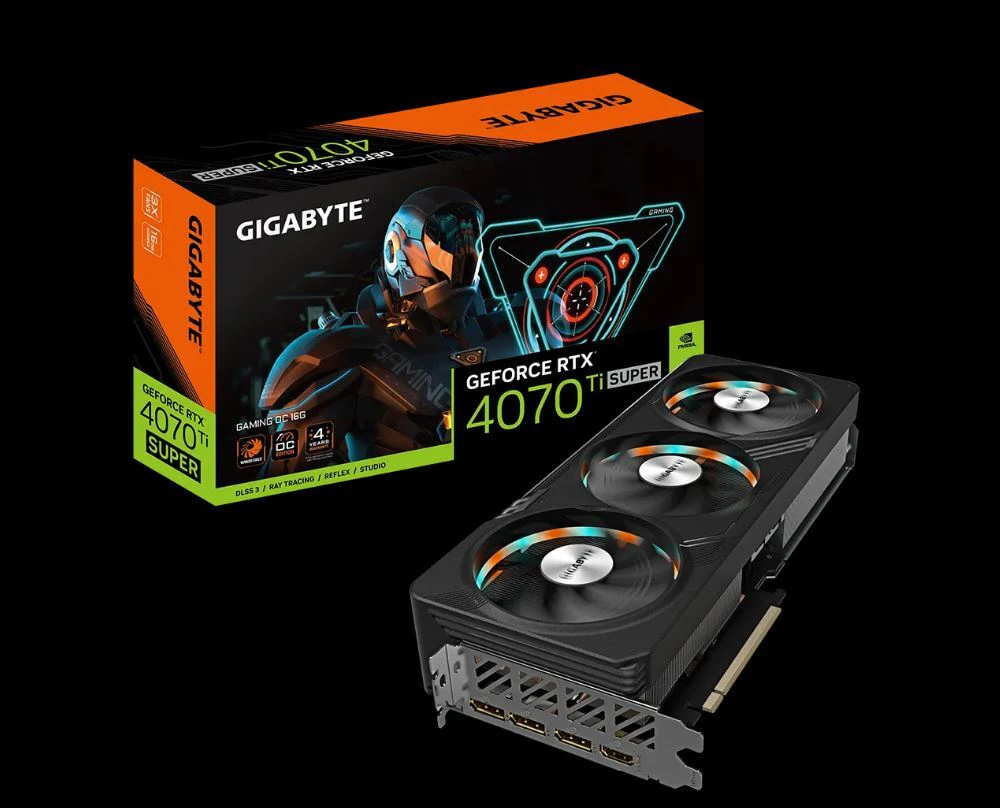 Gigabyte nVidia GeForce RTX 4070 Ti Super GAMING OC 16GD GDDR6X Video Card PCI-E 4.0 2655 Core Clock RGB Fusion 3x DP 1.4a 1x HDMI 2.1a