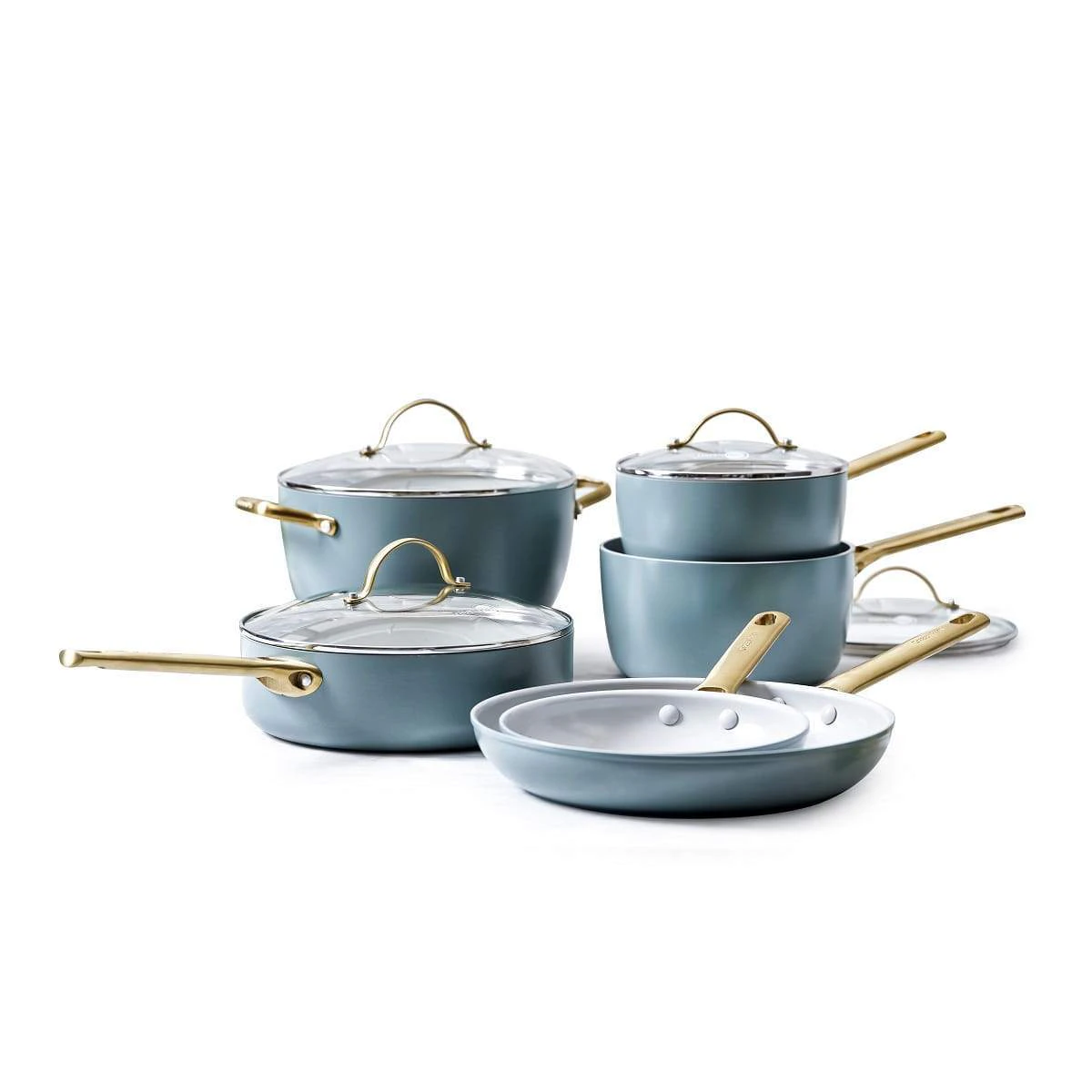 6pc GreenPan Padova Smokey Sky Kitchen frypan Cookware Set Blue Home Cooking