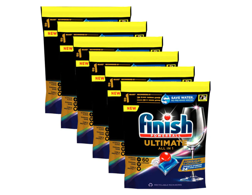 Finish 360 x Powerball Ultimate All-In-1 Dishwasher Capsules (6 x 60 Pack)