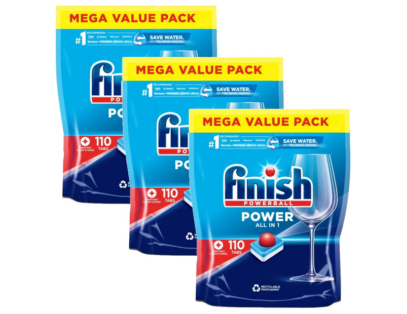 Finish 330 x Powerball All In 1 Power Dishwashing Cleaning Tabs (3 x 110 Pack)