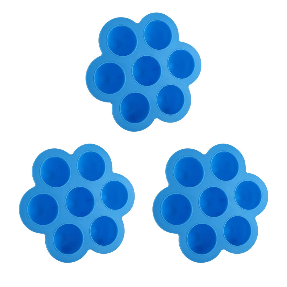 3x Kuvings Silicone Baby Food Storage Container Ice Cubes Maker - 7 Holes Blue