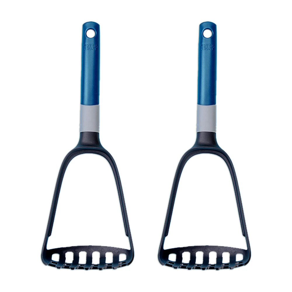 2x Tasty 2-in-1 Potato Masher/Spaghetti Spoon Serve/Cooking Utensil 30cm BLK/BLU