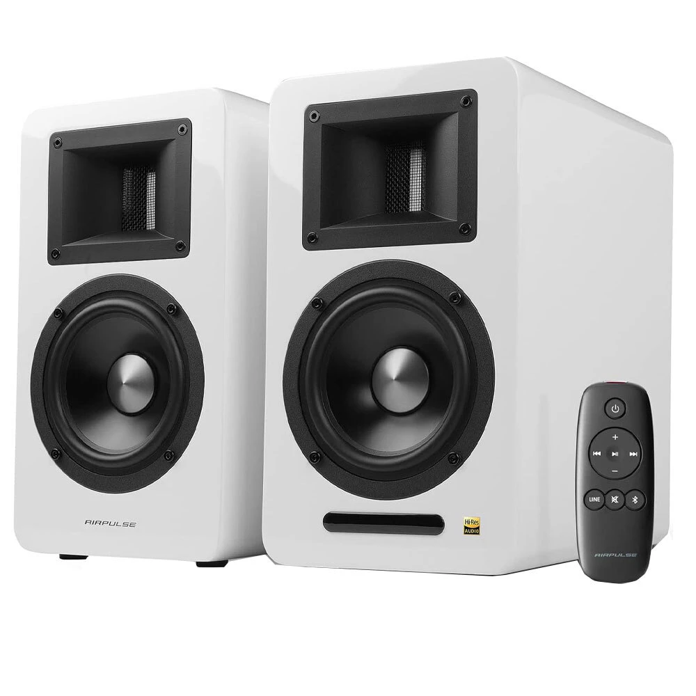 Airpulse A100 Wireless Active Miniature Bookshelf Home Audio Speakers White