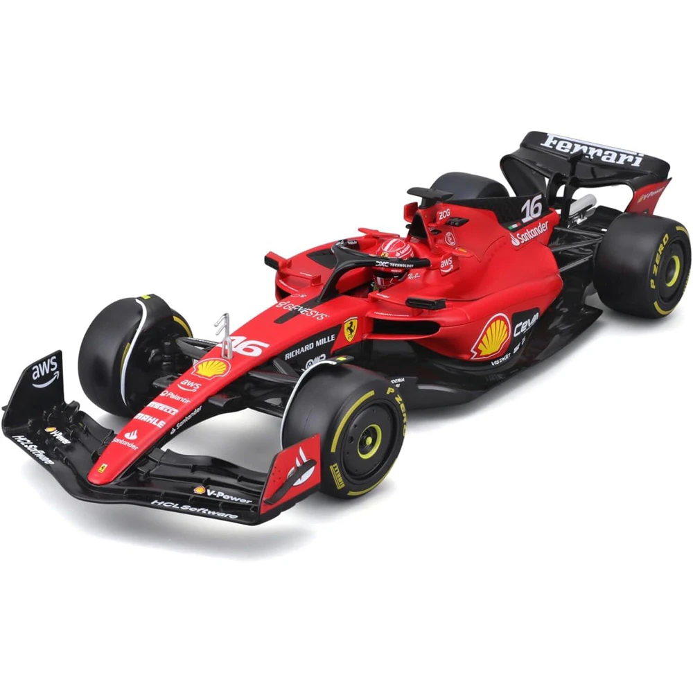 Bburago 1:24 2023 Formula 1 Ferrari SF-23 No.16 Leclerc w/Case Diecast Model 14+