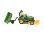 Bruder 1:16 John Deere X949 Lawnmower Tractor w/ Trailer & Gardener Playset