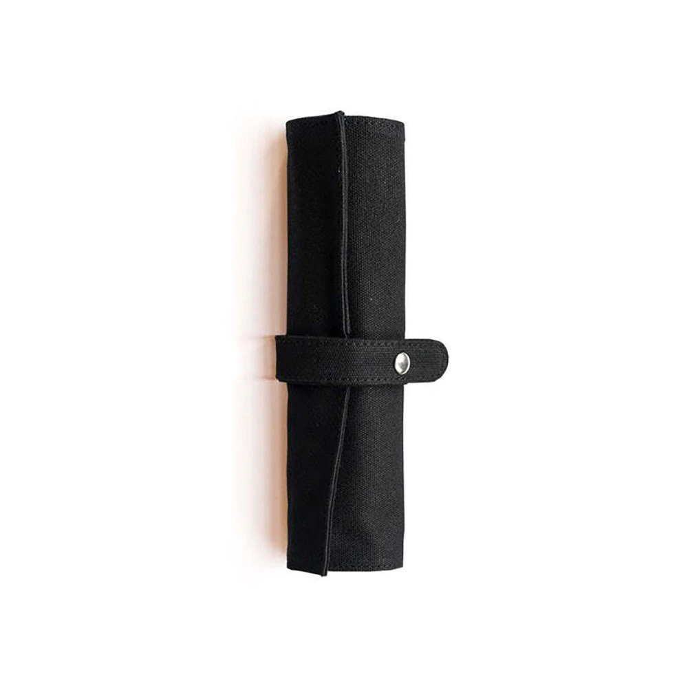 Delfonics Canvas Roll Pencil Case Storage Holder Stationery Organiser 25cm Black