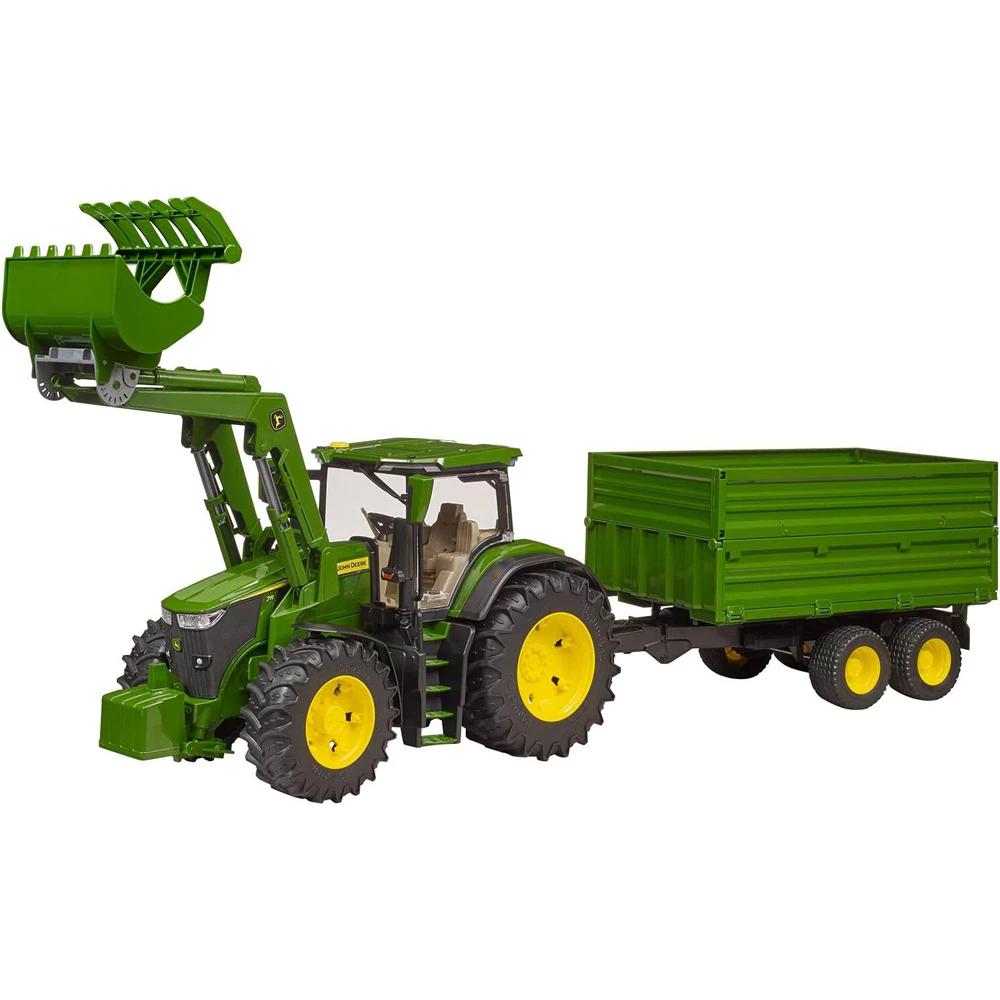 Bruder John Deere 7R 350 Tractor Frontloader w/Tipping Trailer 1:16 Kids Toy 4+