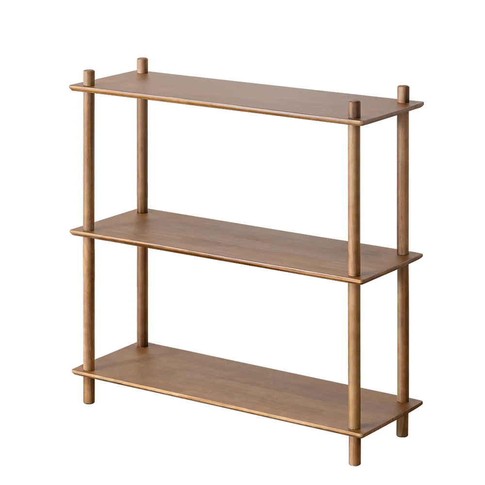 Furb 90CM 3-Tier Wooden Storage Organizer Stand Shelves Rounded Corners Walnut