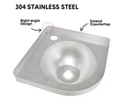 Stainless Steel RV Sink Triangle Corner Hand Wash Basin Wall Mounted Single Bowl Sink For Outdoor Bathroom Boat Caravan RV Camper Space Saving