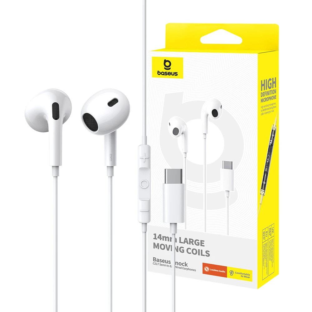 Baseus Encok CZ17 Semi-In-Ear Wired Earphones Moon White